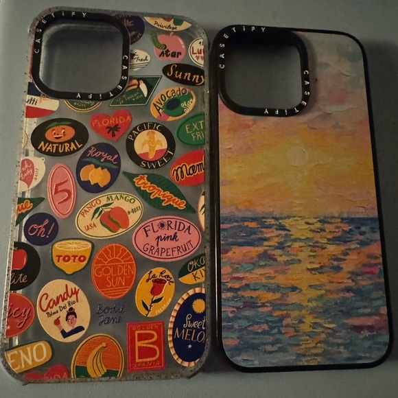 Casetify Other - Casetify Retro Sticker & Ocean Sunset iPhone Cases - Multi & Orange